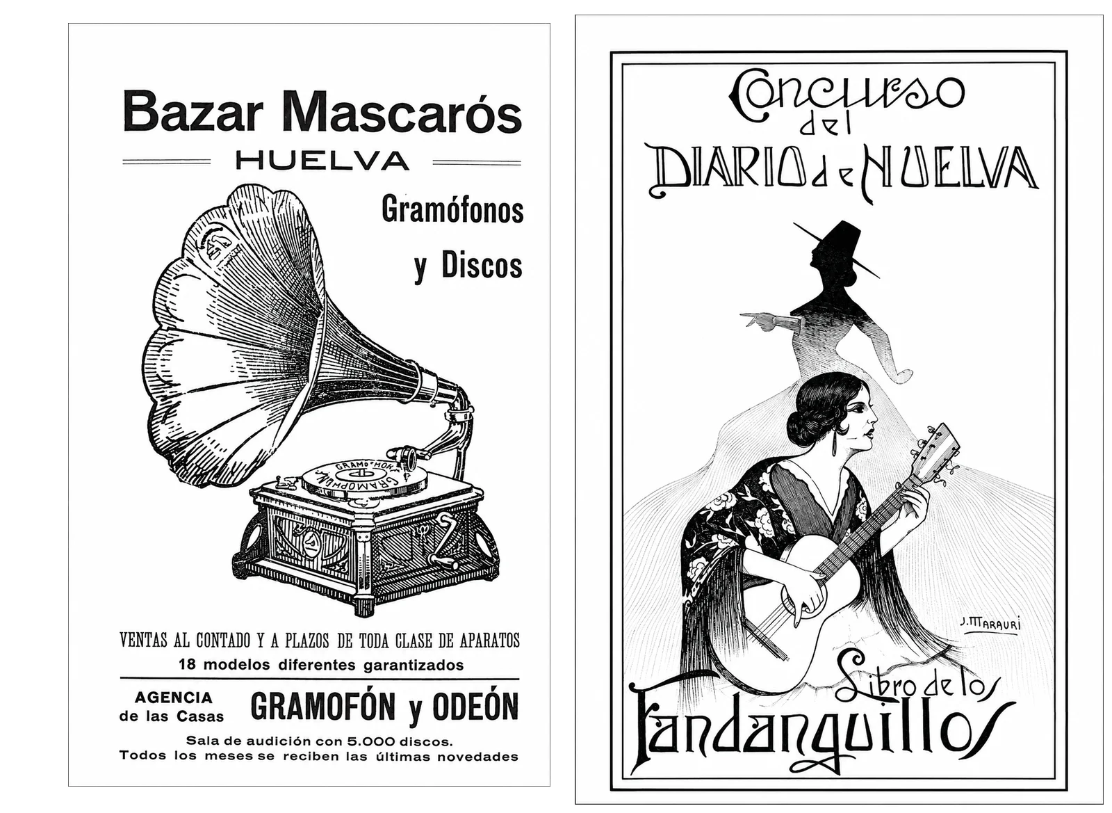 Cubierta abierta con la contraportada del Bazar Mascarós y la portada del concurso: versión restaurada